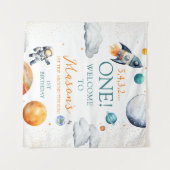 宇宙エクスプローラボーイ誕生日ウェルカムバナー タペストリー (正面(横))