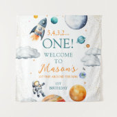 宇宙エクスプローラボーイ誕生日ウェルカムバナー タペストリー (正面)