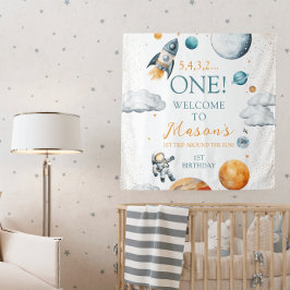 宇宙エクスプローラボーイ誕生日ウェルカムバナー タペストリー