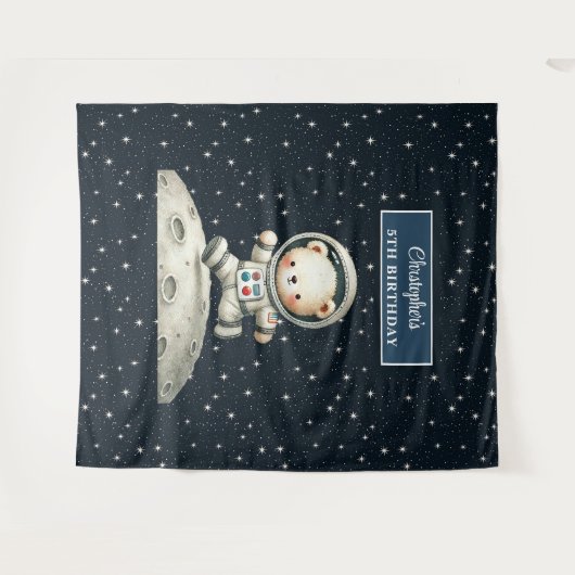 宇宙エクスプローラーベアーバースデーパーティーウォールタペストリー タペストリー (正面(横))