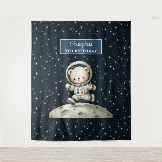 宇宙エクスプローラーベアーバースデーパーティーウォールタペストリー タペストリー (正面)