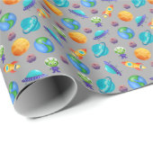 宇宙エクスプローラーonグレー ラッピングペーパー (ロールコーナー)