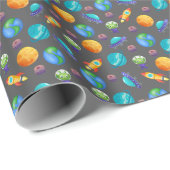 宇宙エクスプローラーonダークグレー ラッピングペーパー (ロールコーナー)