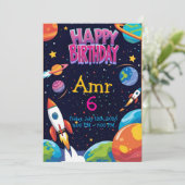 宇宙エクスプローラ誕生日招待状 子供へ 招待状 (スタンド正面)