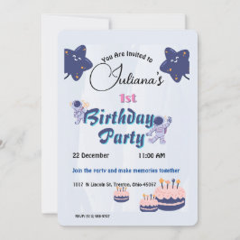 宇宙エクスプローラ誕生日 – 宇宙飛行士と星 招待状