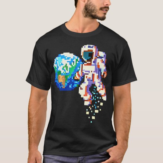 宇宙エクスプローラ – ピクセルアート宇宙飛行士 Tシャツ (正面)