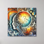 宇宙エネルギーと超現実抽象芸術顔 キャンバスプリント (正面)