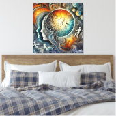 宇宙エネルギーと超現実抽象芸術顔 キャンバスプリント (インサイチュ (寝室))