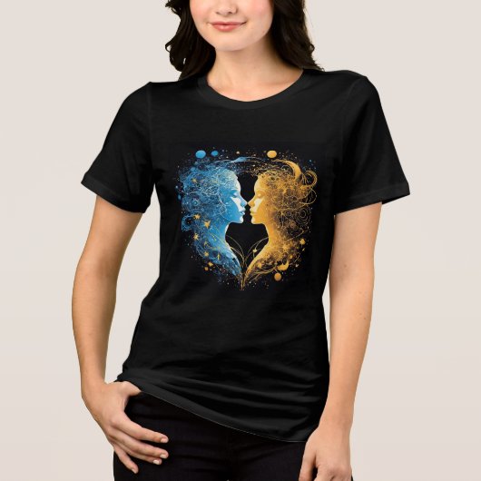 宇宙エネルギーを表す二つの顔 トライブレンドTシャツ (正面)