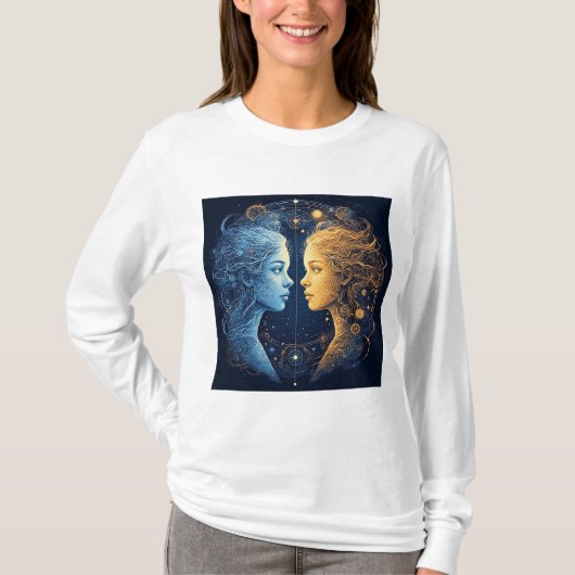 宇宙エネルギーを表す二つの顔 Tシャツ (正面)