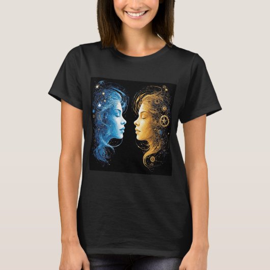 宇宙エネルギーを象徴する二つの顔 Tシャツ (正面)