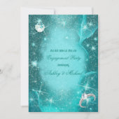 宇宙エレガントターコイズグリーンダイヤモンドグリッター 招待状 (正面)