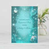 宇宙エレガントターコイズグリーンダイヤモンドグリッター 招待状 (スタンド正面)