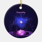 宇宙エレガント禅紫色の水晶蓮の花 セラミックオーナメント (正面)