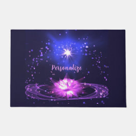 宇宙エレガント禅紫色の水晶蓮の花 ドアマット