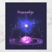 宇宙エレガント禅紫色の水晶蓮の花 ワインラベル (シングルラベル)