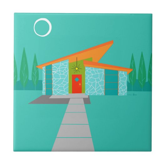 宇宙エージカートゥーンハウスセラミックタイル タイル (正面)