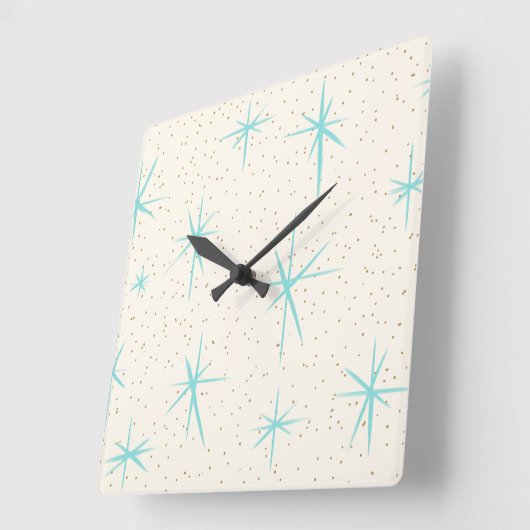 宇宙エージターコイズスターバストアクリル壁時計 スクエア壁時計 (傾斜)