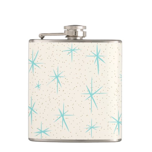 宇宙エージターコイズスターバストフラ包まれたスク フラスク (正面)