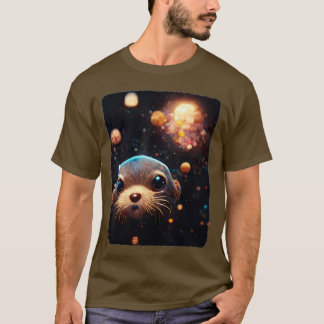宇宙オッターおもしろいコズミックオッターパジャマスオッタースパック Tシャツ