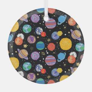 宇宙オデッセイ:惑星パターン ガラスオーナメント