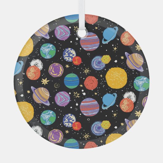 宇宙オデッセイ:惑星パターン ガラスオーナメント (正面)