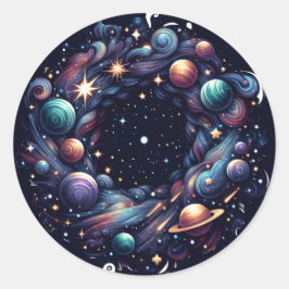 宇宙オーナメントスパイラルステッカー ラウンドシール