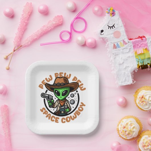 宇宙カウボーイおもしろいエイリアン ペーパープレート (パーティー)