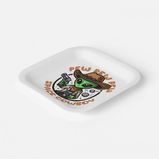 宇宙カウボーイおもしろいエイリアン ペーパープレート (傾斜あり)