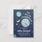 宇宙カウントダウンベビーシャワー招待状 ノートカード (正面)
