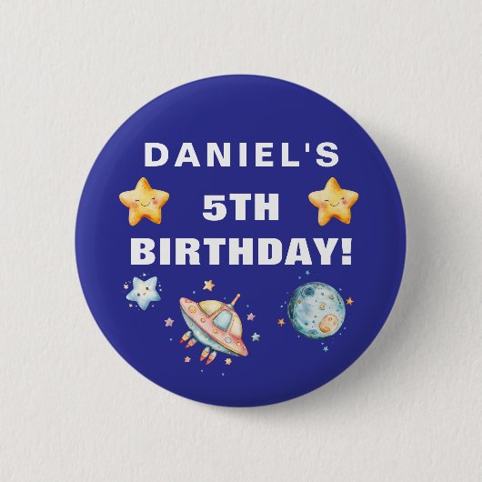宇宙カスタムをテーマにした子供の誕生日パーティー 缶バッジ (正面)