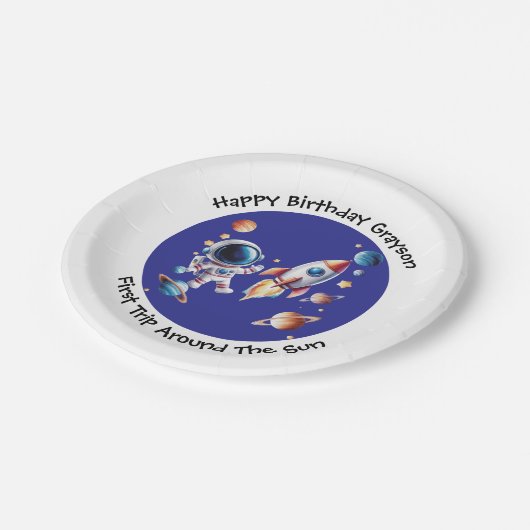 宇宙カスタムをテーマにした誕生日紙プレート子供へ ペーパープレート (アングル)