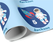 宇宙カスタム宇宙飛行士誕生日 ラッピングペーパー (ロールコーナー)