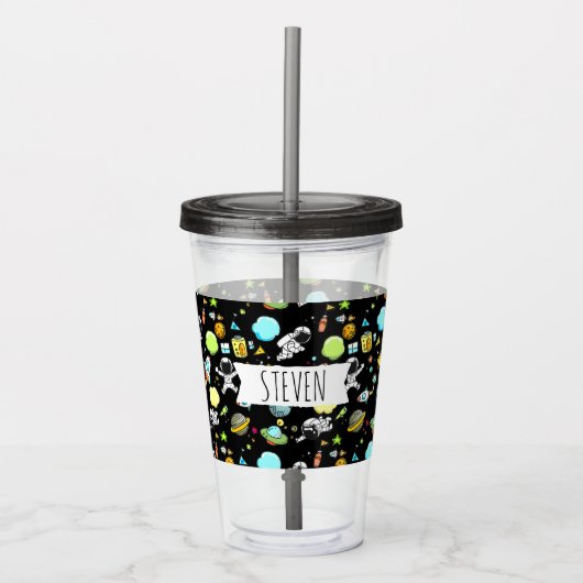 宇宙カッコいいテーマ – 宇宙飛行士&ロケット船 アクリルタンブラー (正面)