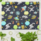 宇宙カッコいいテーマ – 宇宙飛行士&ロケット船 キッチンタオル (折り畳み)