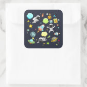 宇宙カッコいいテーマ – 宇宙飛行士&ロケット船 スクエアシール (バッグ)