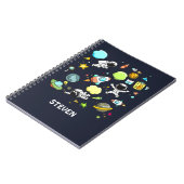 宇宙カッコいいテーマ – 宇宙飛行士&ロケット船 ノートブック (左側)