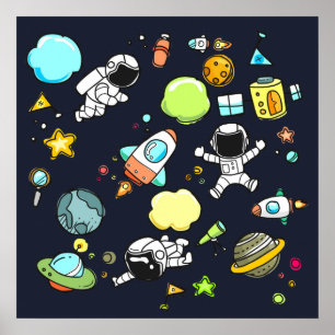 宇宙カッコいいテーマ – 宇宙飛行士&ロケット船 ポスター