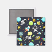 宇宙カッコいいテーマ – 宇宙飛行士&ロケット船 マグネット (正面/裏面)