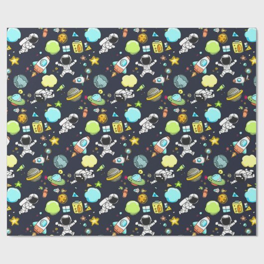 宇宙カッコいいテーマ – 宇宙飛行士&ロケット船 ラッピングペーパー (フラット)