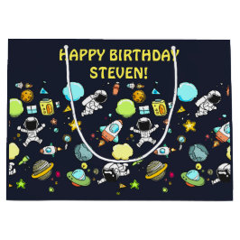 宇宙カッコいいテーマ – 宇宙飛行士&ロケット船 ラージペーパーバッグ