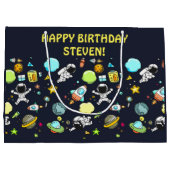 宇宙カッコいいテーマ – 宇宙飛行士&ロケット船 ラージペーパーバッグ (裏面)