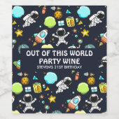 宇宙カッコいいテーマ – 宇宙飛行士&ロケット船 ワインラベル (シングルラベル)