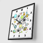 宇宙カッコいい宇宙飛行士とロケットのパターン スクエア壁時計 (傾斜)