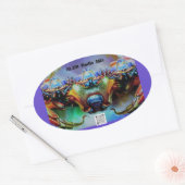 宇宙カニ2シール 楕円形シール (封筒)