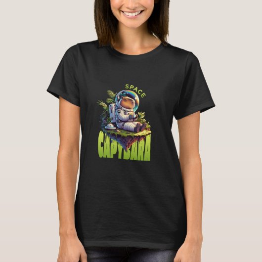 宇宙カピバラおもしろい皮肉コスモスアニマルキャピー Tシャツ (正面)