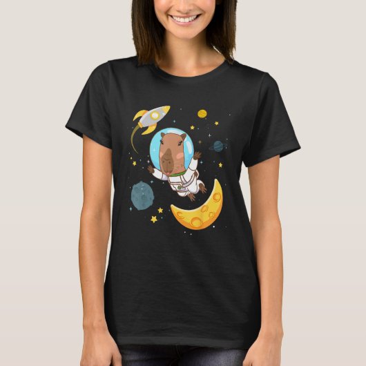 宇宙カピバラコスモナウトカピー宇宙飛行士惑星Sc Tシャツ (正面)