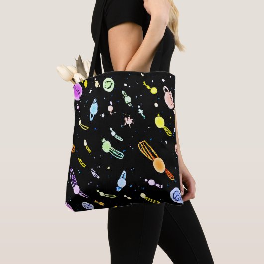 宇宙カラフルの天体の模様 トートバッグ (クローズアップ)