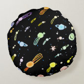 宇宙カラフルの天体の模様 ラウンドクッション (裏面)
