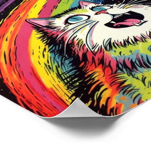 宇宙カラフルの毛羽立つ猫 ポスター (角)